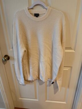 Todd Snyder 100% Cashmere Cream Waffle Knit Crewneck Sweater Sz XL.  NWOT